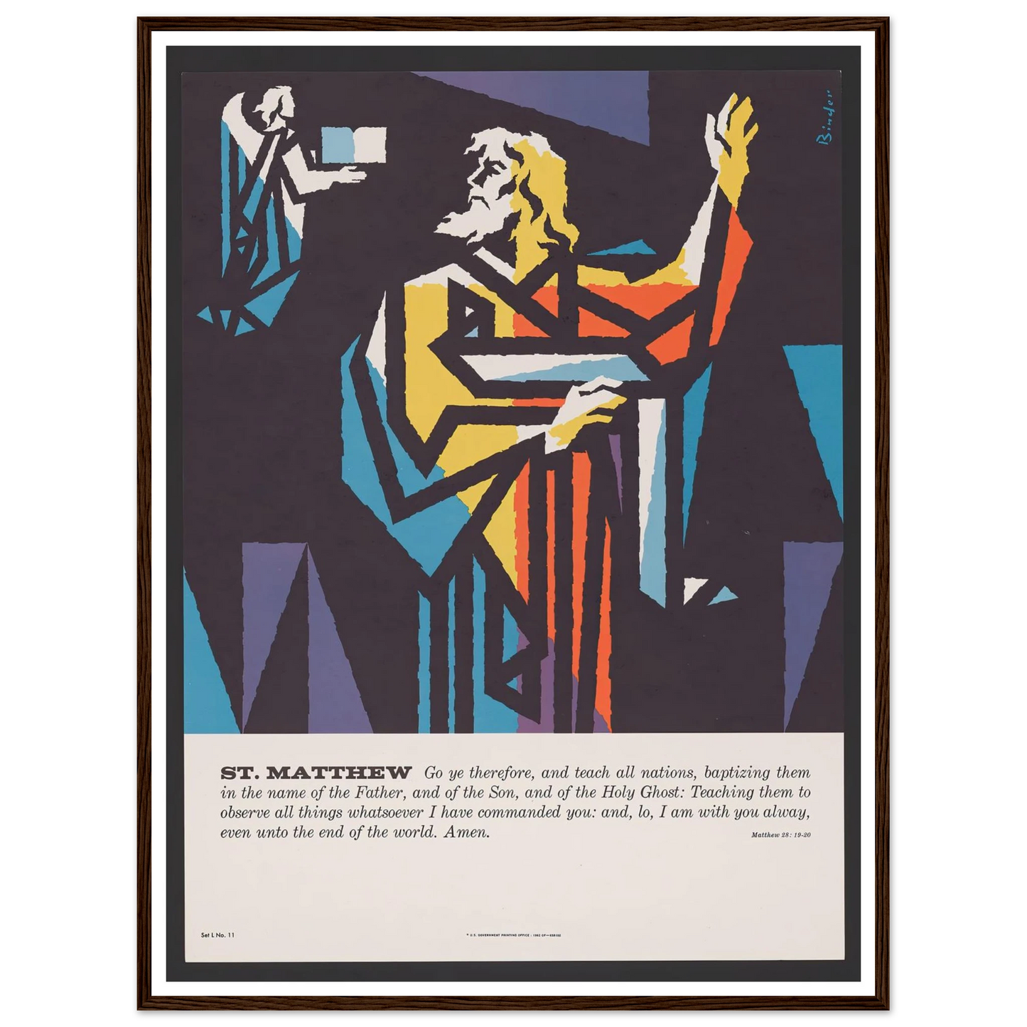 St. Matthew (1962) Art Print | Joseph Binder - Framed Poster - 30x40 cm / 12x16″ - Black frame