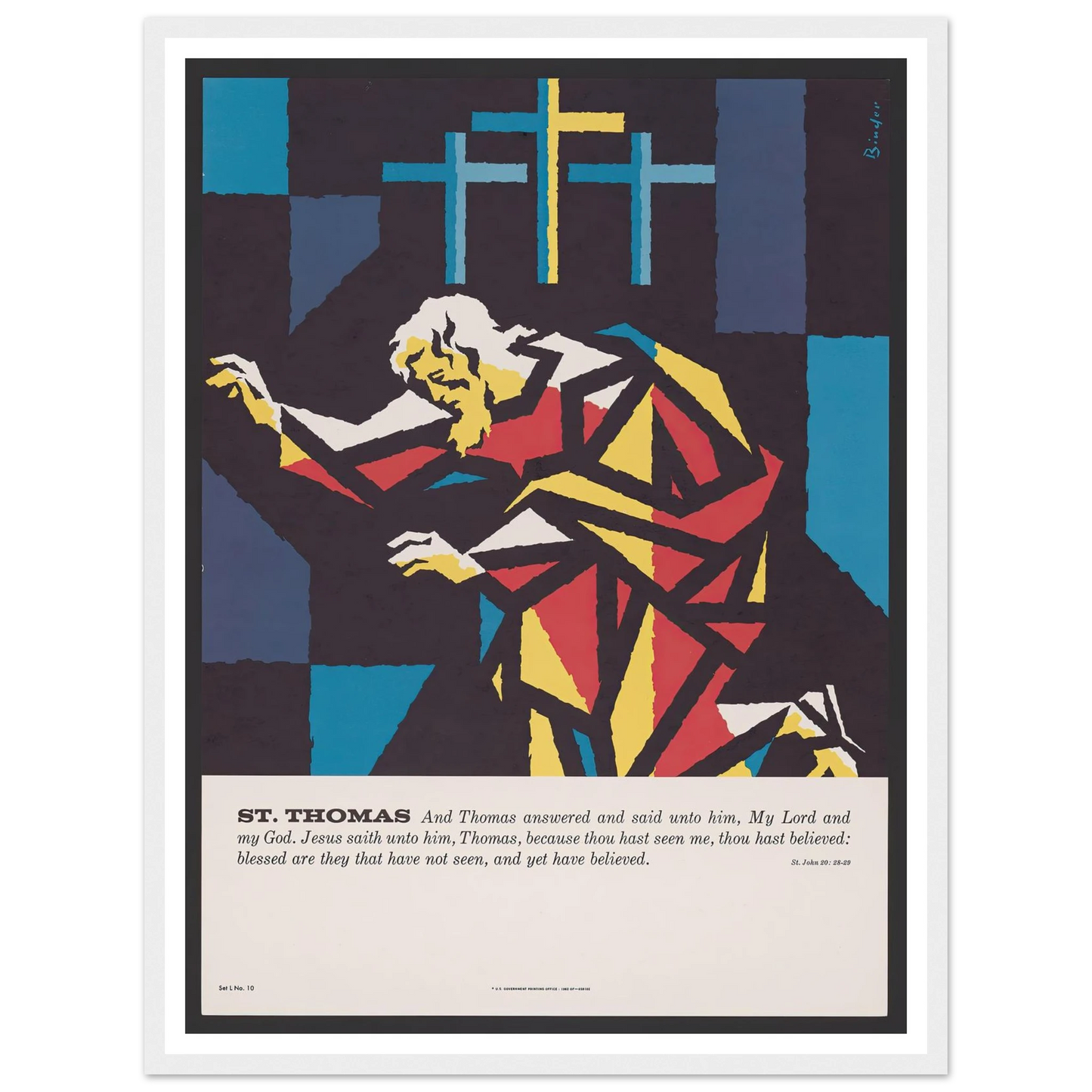 St. Thomas (1962) Art Print | Joseph Binder - Framed Poster - 30x40 cm / 12x16″ - Black frame