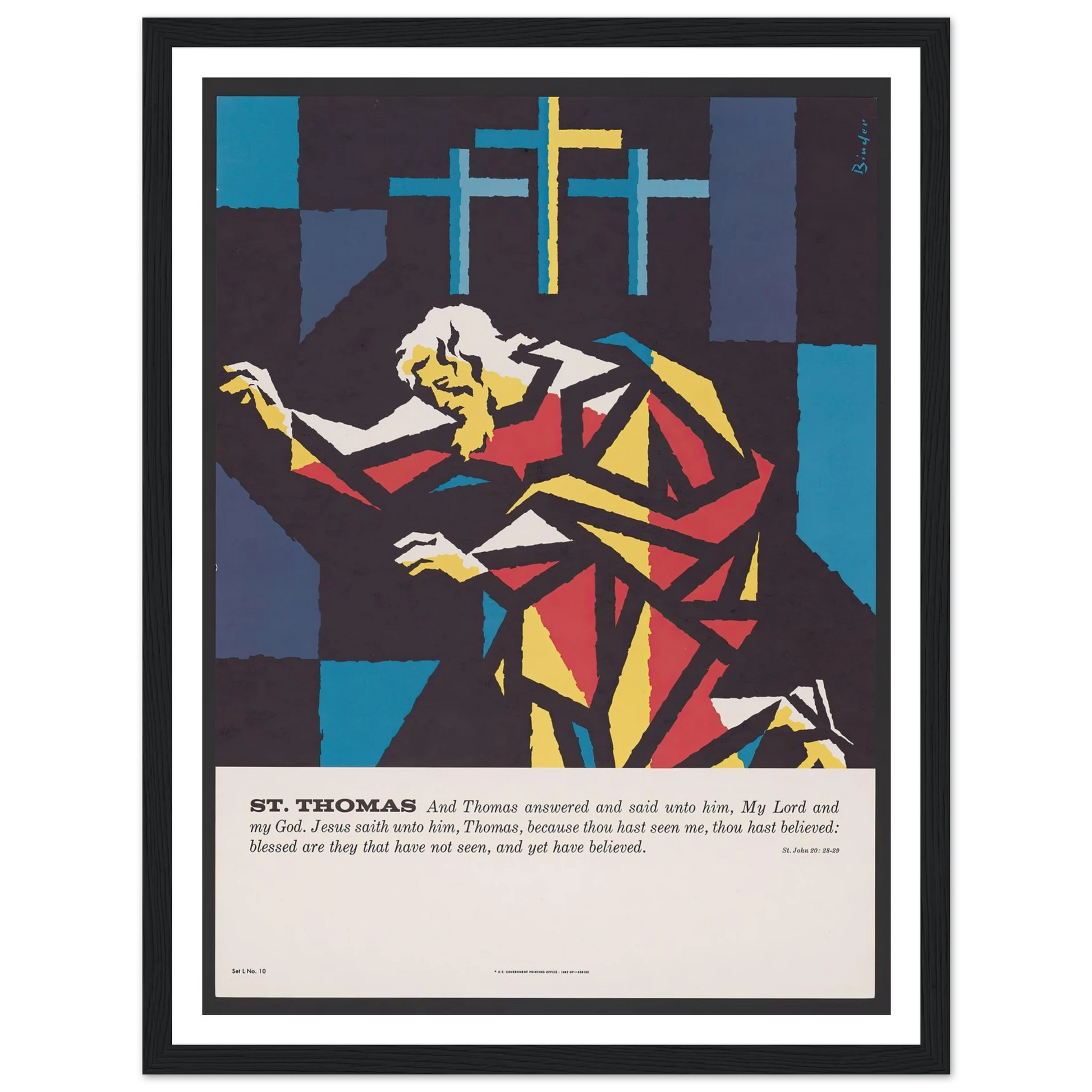 St. Thomas (1962) Art Print | Joseph Binder - Framed Poster - 30x40 cm / 12x16″ - Black frame