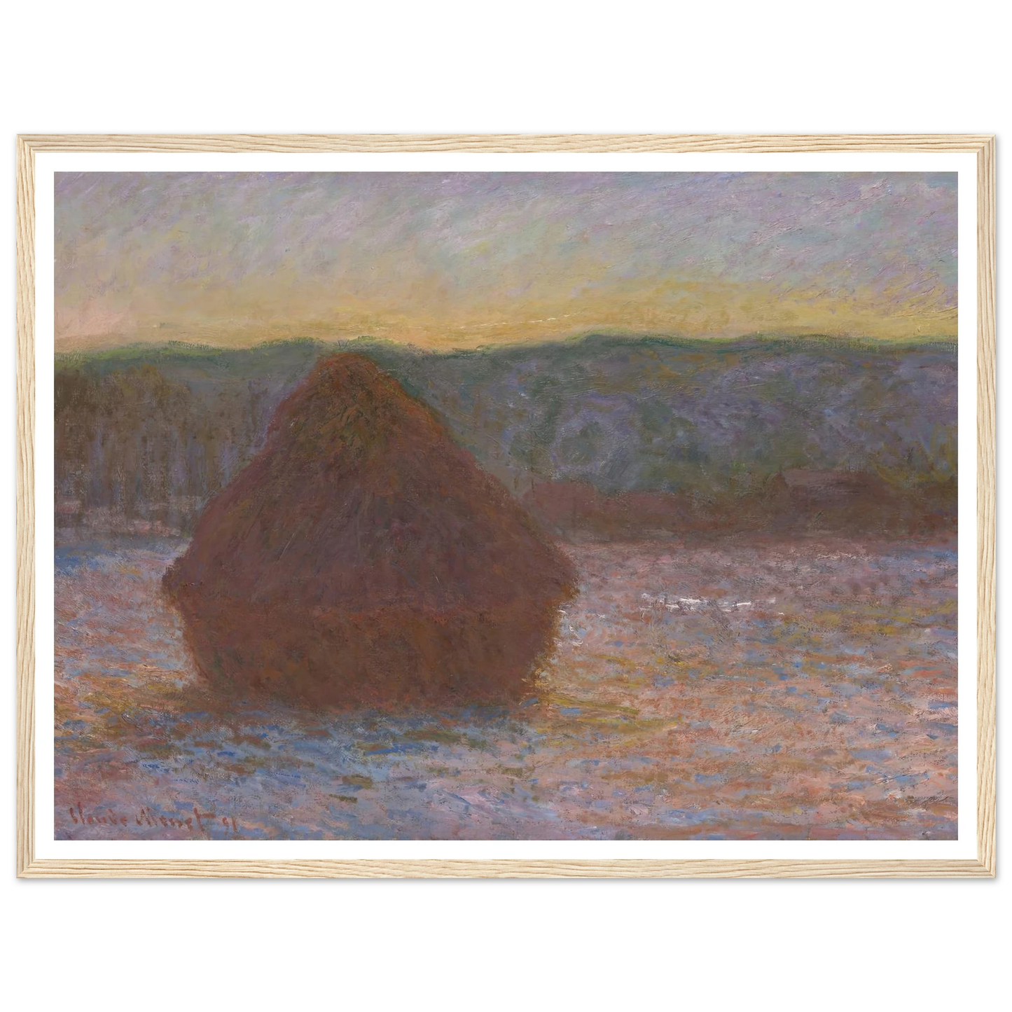 Stack of Wheat (Thaw, Sunset) (1890-91) Art Print | Claude Monet - Framed Poster - 30x40 cm / 12x16″ - Black frame