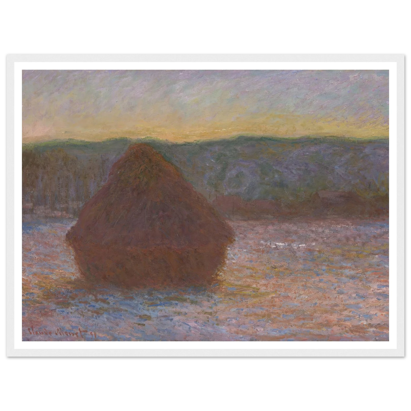 Stack of Wheat (Thaw, Sunset) (1890-91) Art Print | Claude Monet - Framed Poster - 30x40 cm / 12x16″ - Black frame
