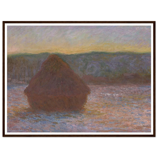Stack of Wheat (Thaw, Sunset) (1890-91) Art Print | Claude Monet - Framed Poster - 30x40 cm / 12x16″ - Black frame