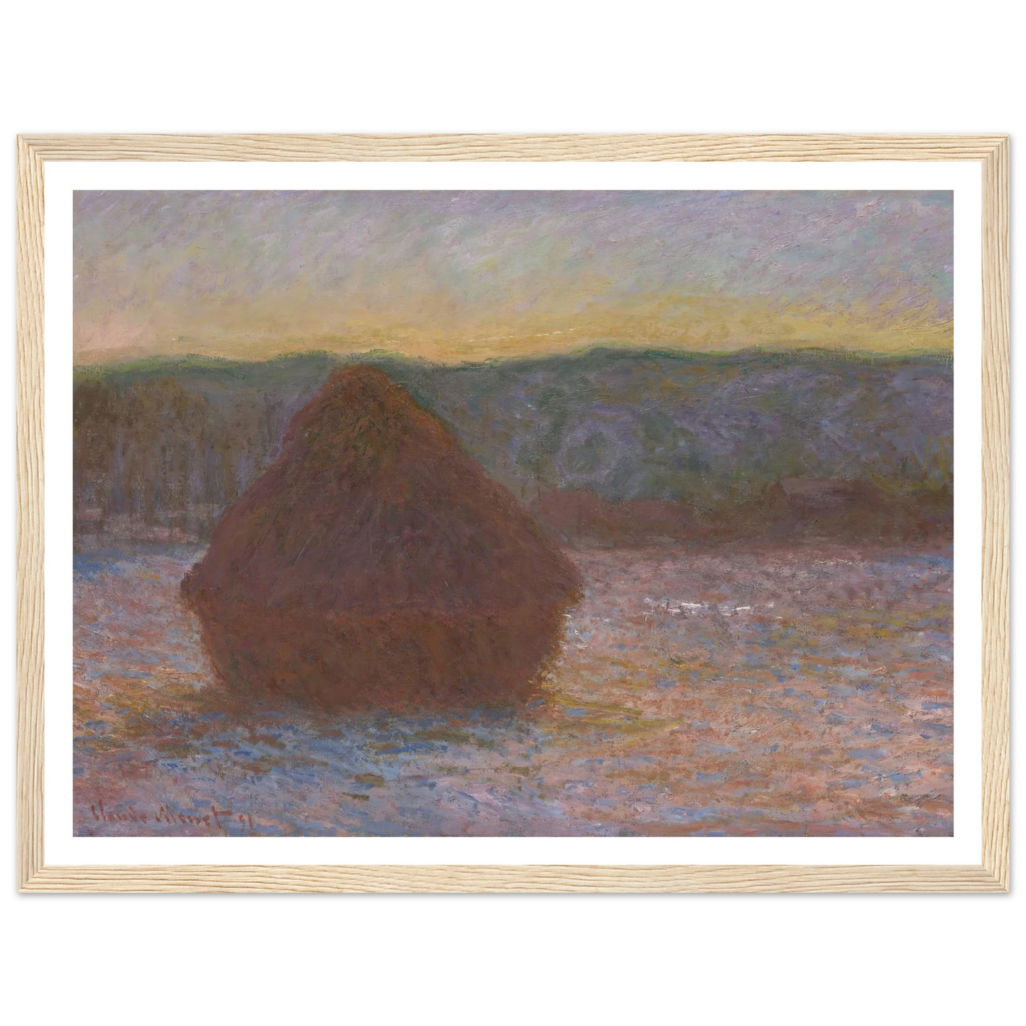 Stack of Wheat (Thaw, Sunset) (1890-91) Art Print | Claude Monet - Framed Poster - 30x40 cm / 12x16″ - Black frame