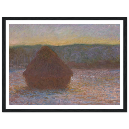 Stack of Wheat (Thaw, Sunset) (1890-91) Art Print | Claude Monet - Framed Poster - 30x40 cm / 12x16″ - Black frame