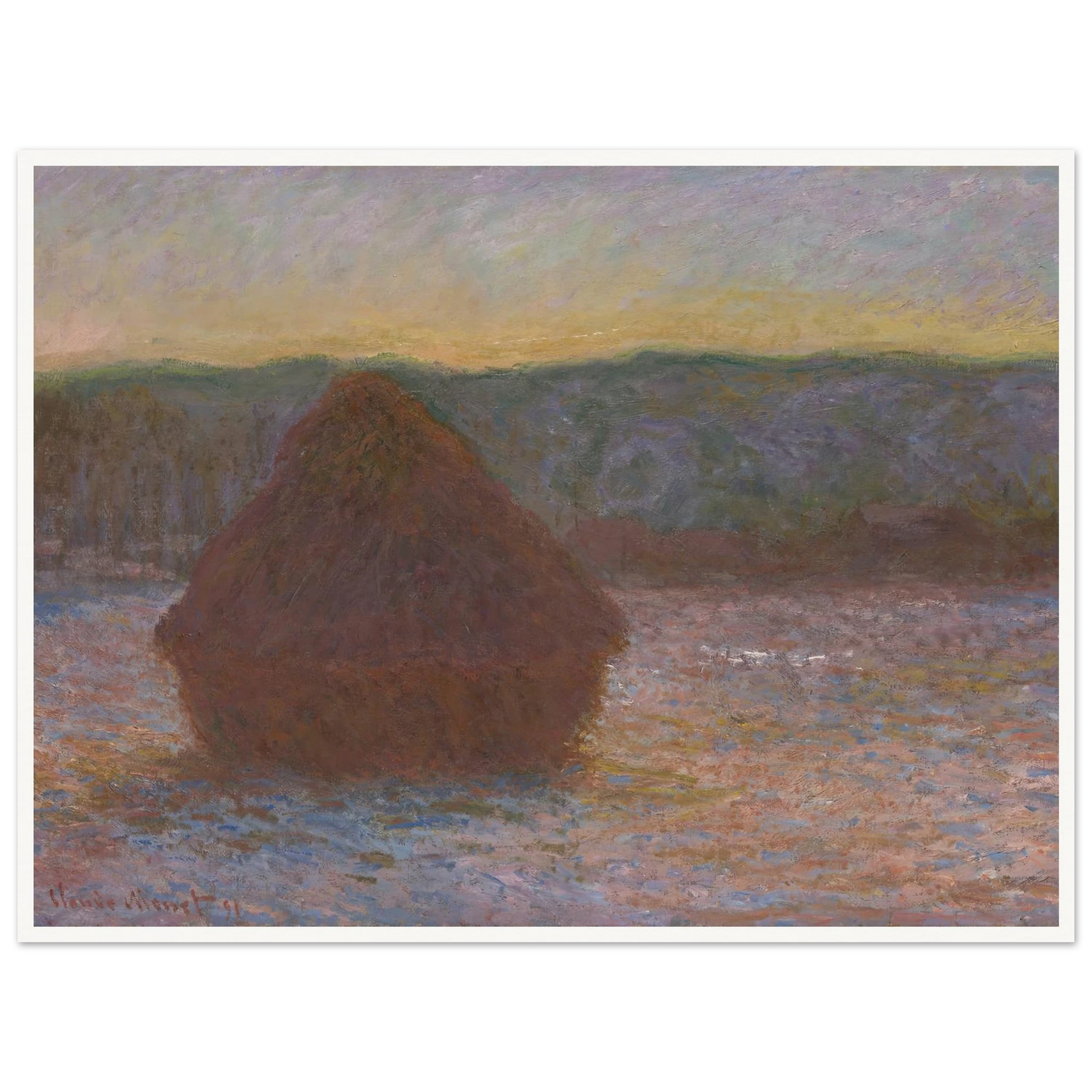 Stack of Wheat (Thaw, Sunset) (1890-91) Art Print | Claude Monet - Framed Poster - 30x40 cm / 12x16″ - Black frame