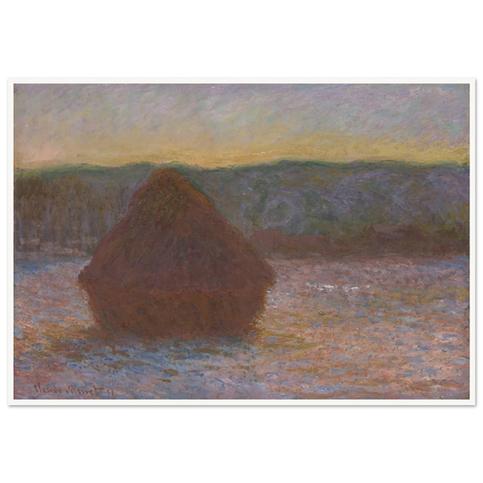 Stack of Wheat (Thaw, Sunset) (1890-91) Art Print | Claude Monet - Framed Poster - 30x40 cm / 12x16″ - Black frame