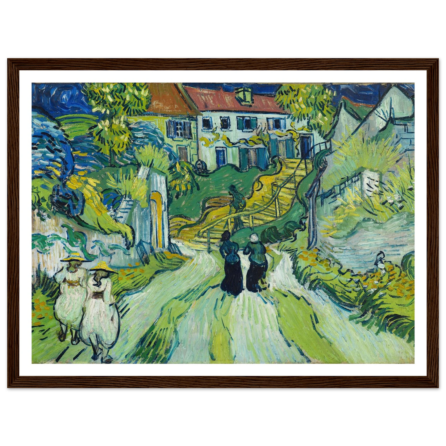 Stairway at Auvers (1890) Art Print | Vincent van Gogh - Framed Poster - 30x40 cm / 12x16″ - Black frame