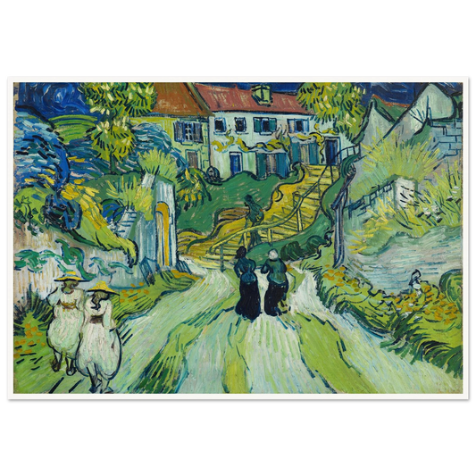Stairway at Auvers (1890) Art Print | Vincent van Gogh - Framed Poster - 30x40 cm / 12x16″ - Black frame