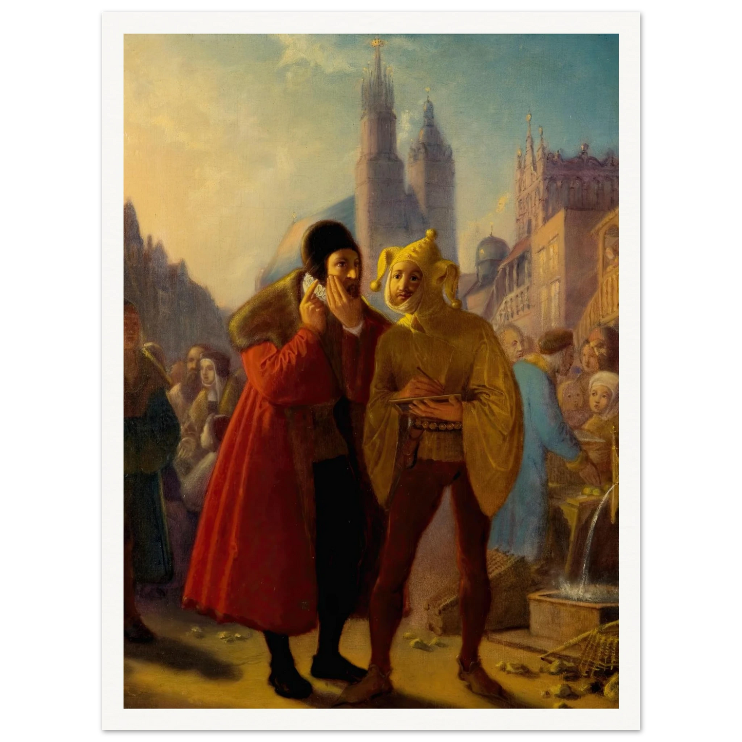 Stańczyk faking a toothache (1856) Art Print | Jan Matejko - Framed Poster - 30x40 cm / 12x16″ - Black frame