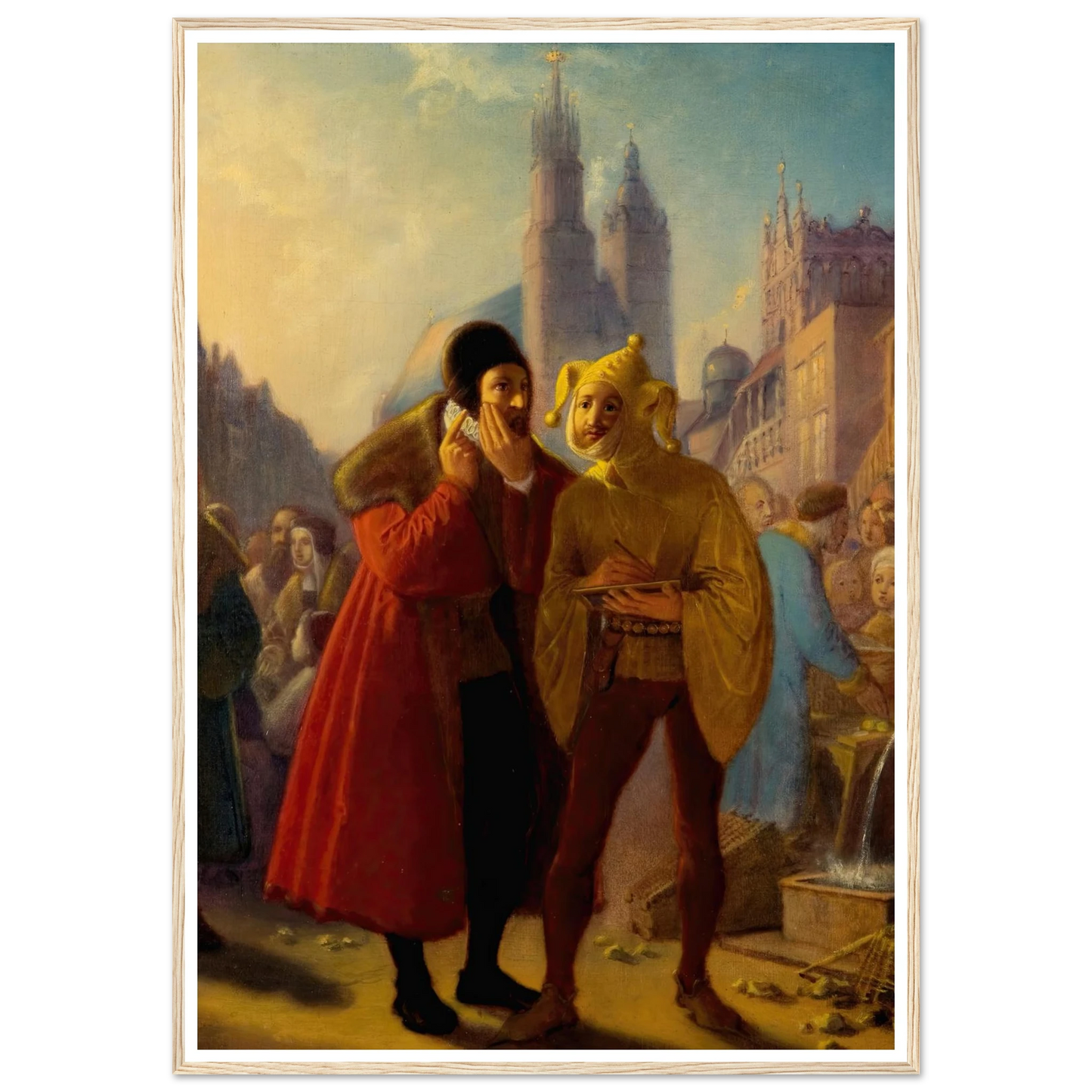 Stańczyk faking a toothache (1856) Art Print | Jan Matejko - Framed Poster - 30x40 cm / 12x16″ - Black frame