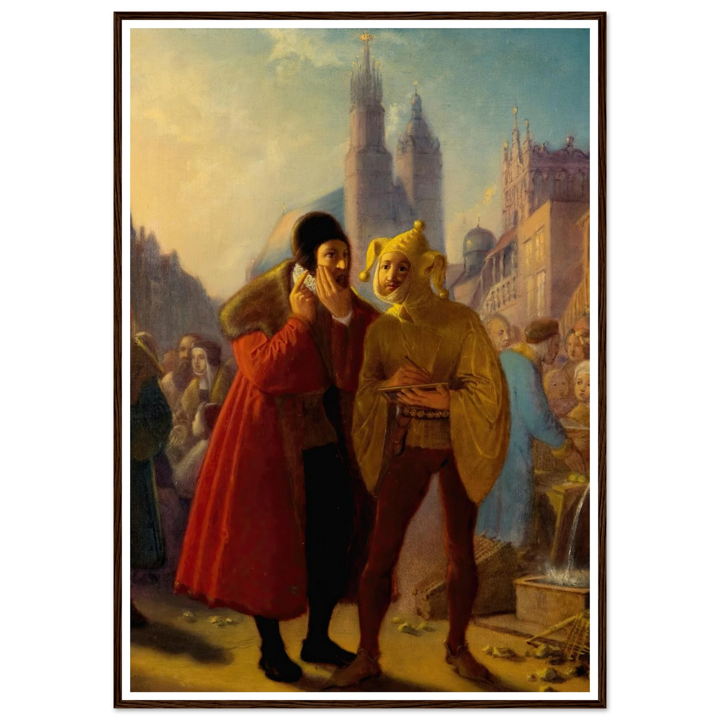 Stańczyk faking a toothache (1856) Art Print | Jan Matejko - Framed Poster - 30x40 cm / 12x16″ - Black frame