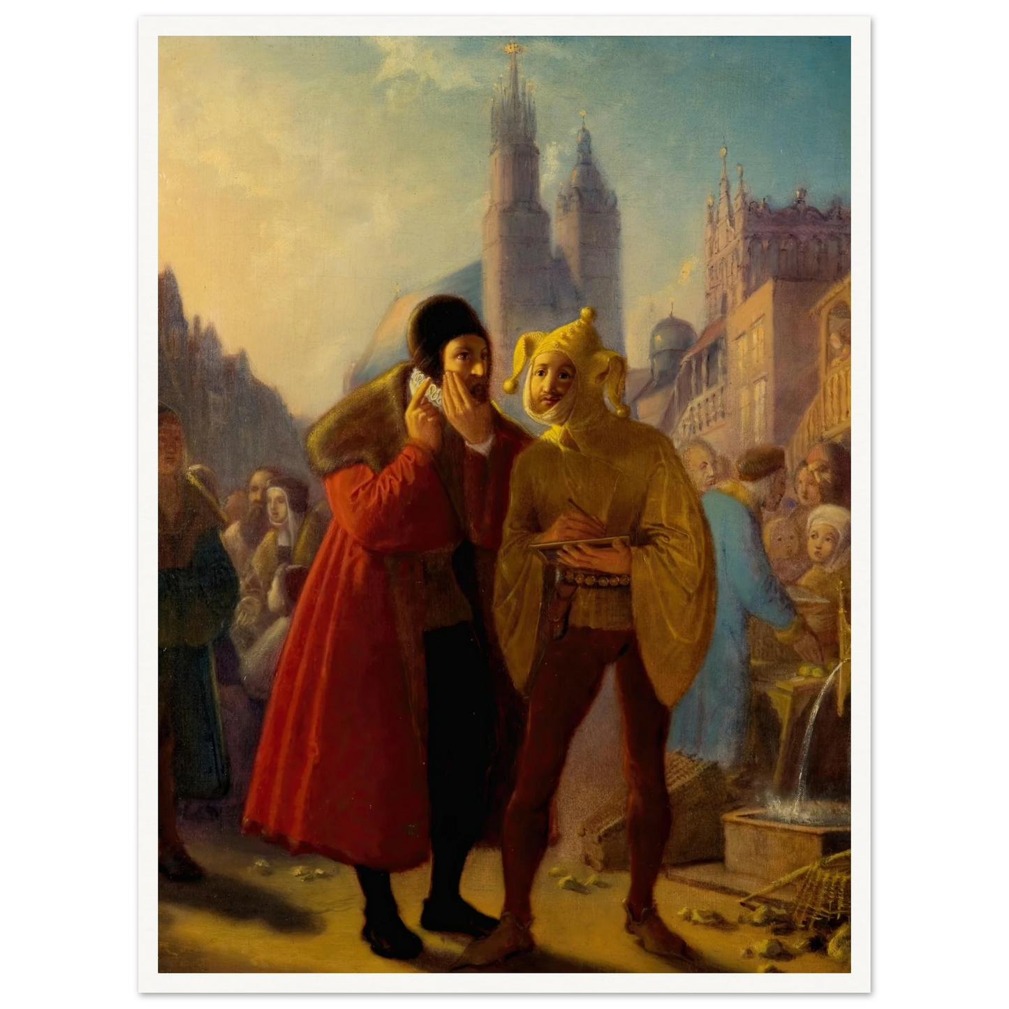 Stańczyk faking a toothache (1856) Art Print | Jan Matejko - Framed Poster - 30x40 cm / 12x16″ - Black frame