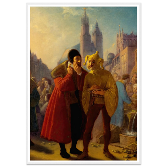 Stańczyk faking a toothache (1856) Art Print | Jan Matejko - Framed Poster - 30x40 cm / 12x16″ - Black frame