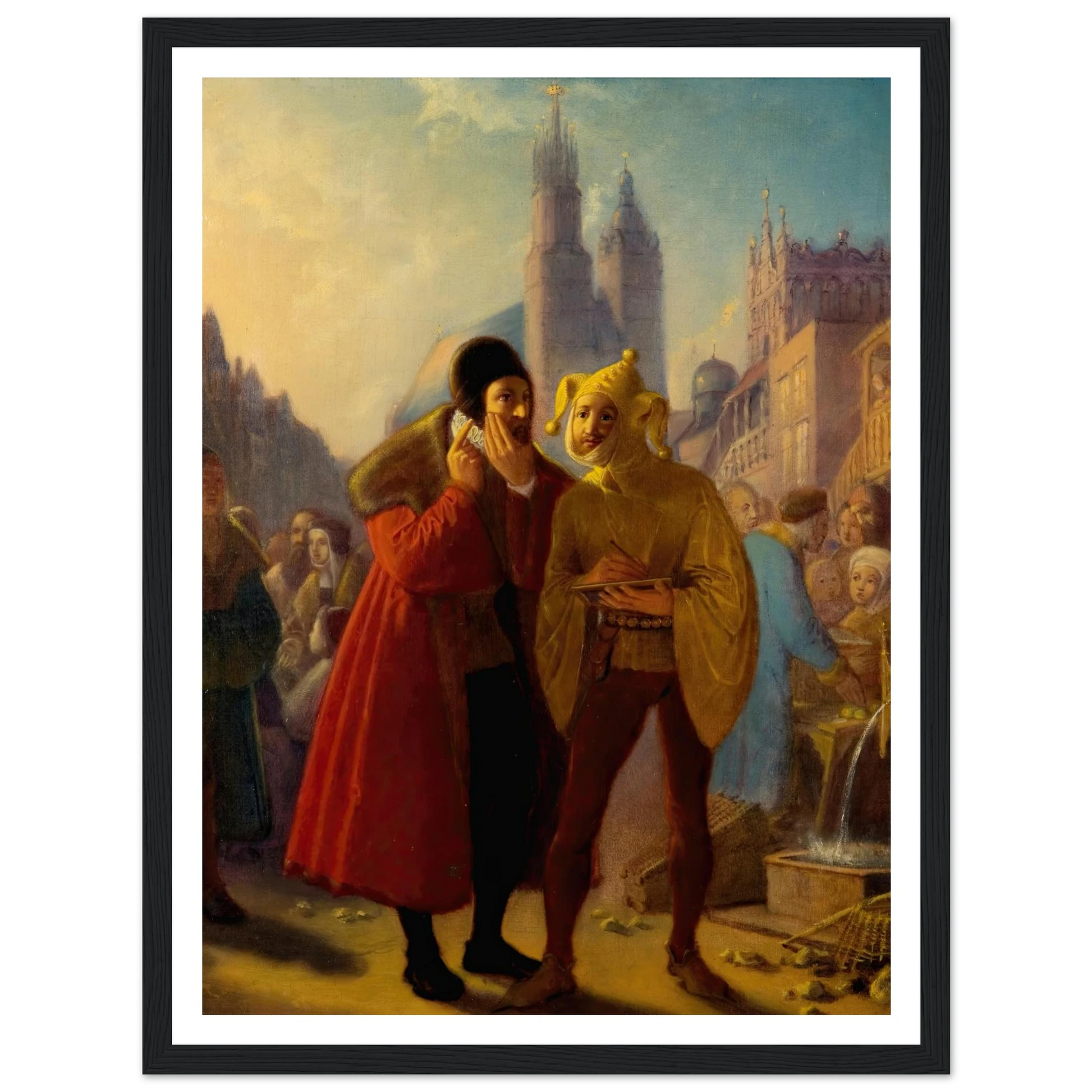 Stańczyk faking a toothache (1856) Art Print | Jan Matejko - Framed Poster - 30x40 cm / 12x16″ - Black frame