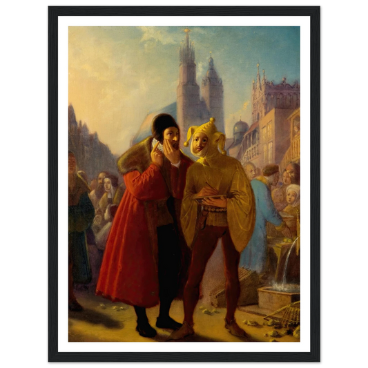 Stańczyk faking a toothache (1856) Art Print | Jan Matejko - Framed Poster - 30x40 cm / 12x16″ - Black frame
