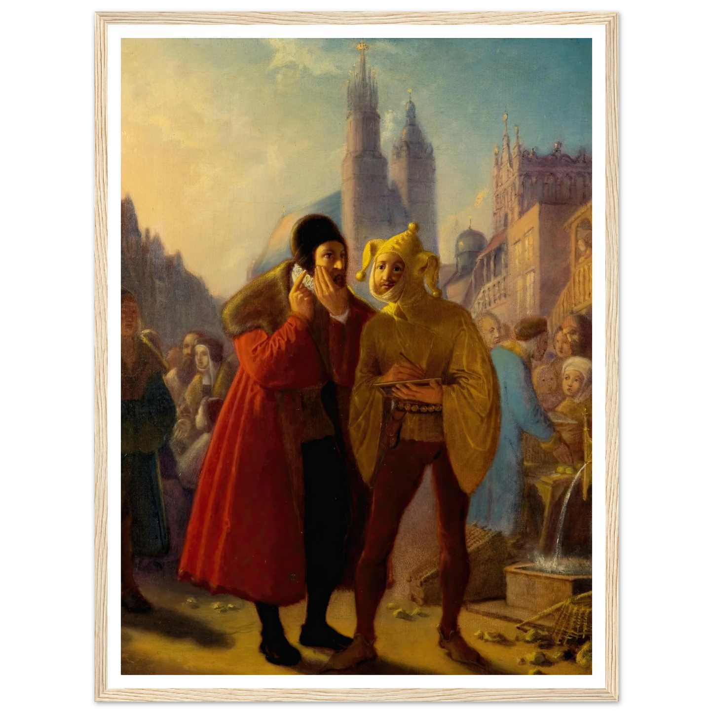 Stańczyk faking a toothache (1856) Art Print | Jan Matejko - Framed Poster - 30x40 cm / 12x16″ - Black frame