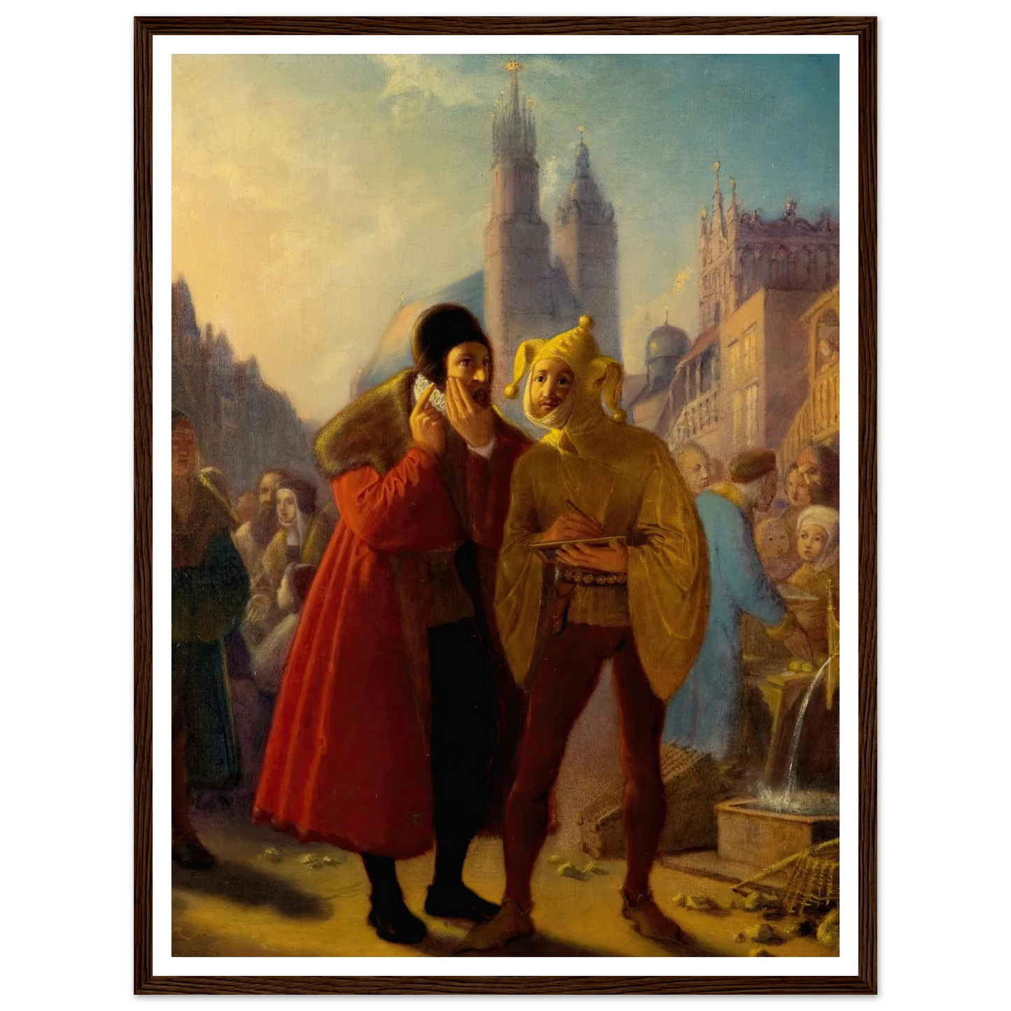 Stańczyk faking a toothache (1856) Art Print | Jan Matejko - Framed Poster - 30x40 cm / 12x16″ - Black frame