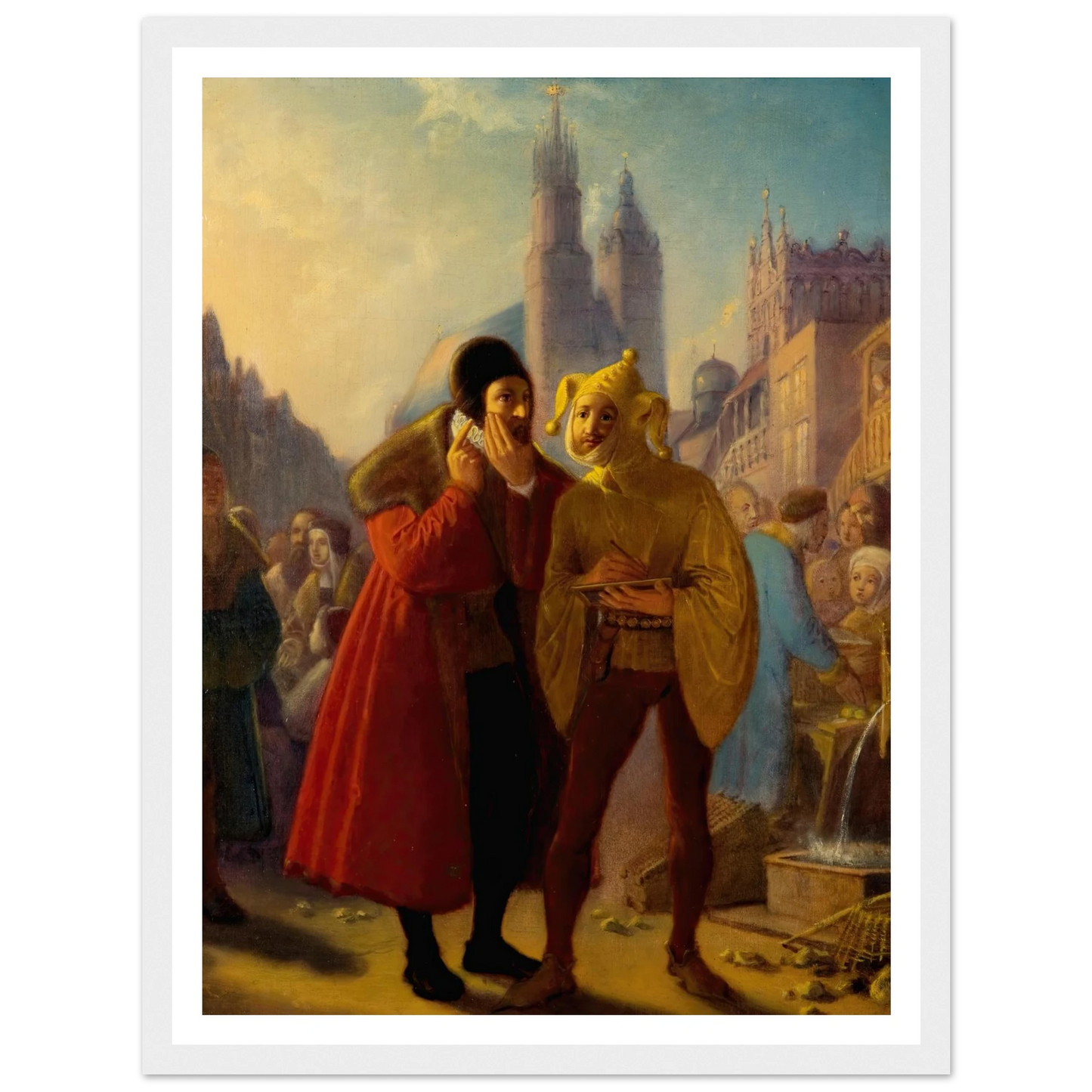 Stańczyk faking a toothache (1856) Art Print | Jan Matejko - Framed Poster - 30x40 cm / 12x16″ - Black frame