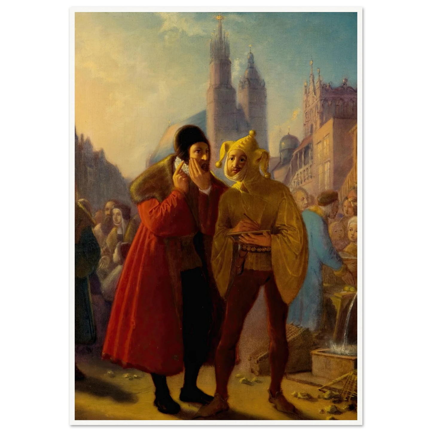 Stańczyk faking a toothache (1856) Art Print | Jan Matejko - Framed Poster - 30x40 cm / 12x16″ - Black frame