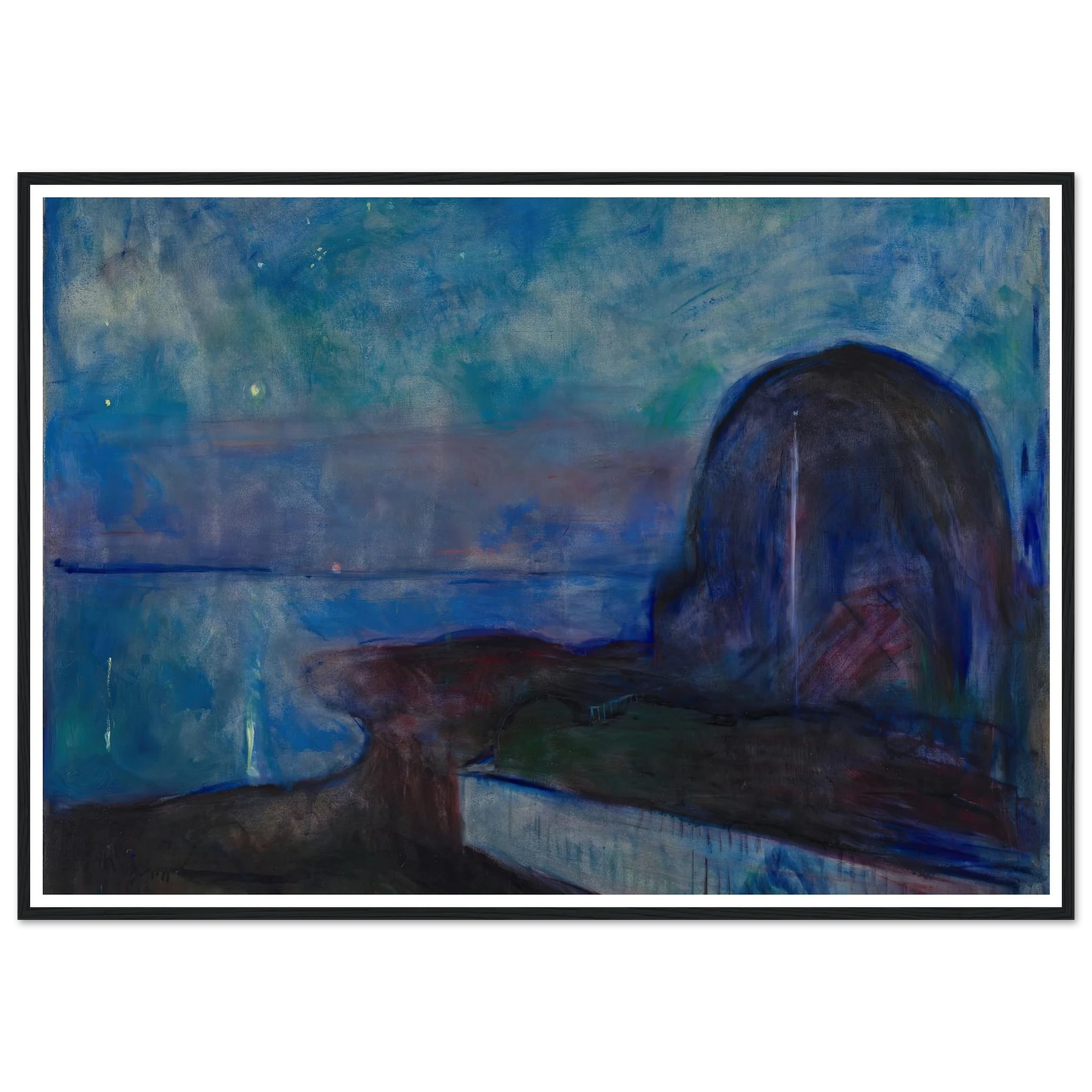 Starry Night (1893) Art Print | Edvard Munch - Framed Poster - 30x40 cm / 12x16″ - Black frame