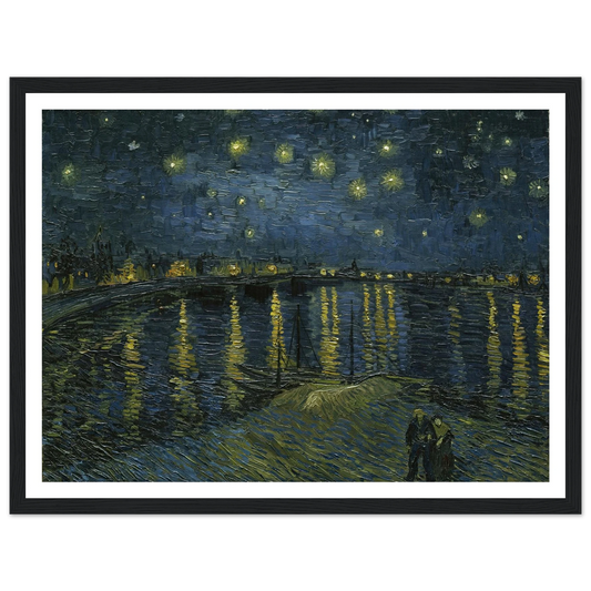 Starry Night Art Print | Vincent van Gogh - Framed Poster - 30x40 cm / 12x16″ - Black frame