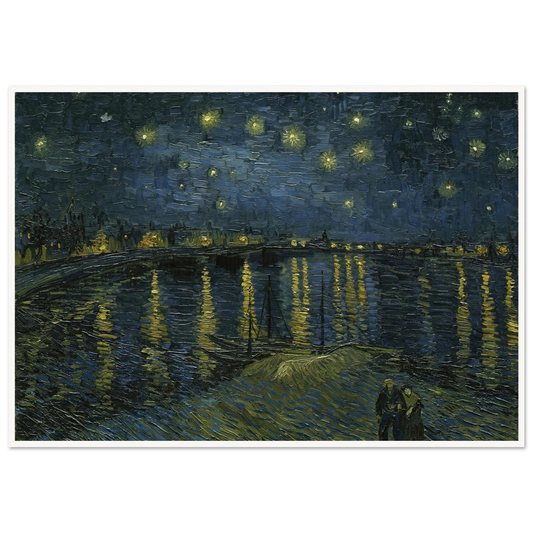 Starry Night Art Print | Vincent van Gogh - Framed Poster - 30x40 cm / 12x16″ - Black frame