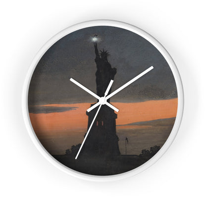 Statue of Liberty Wall Clock | U.S. Information Agency - White - White Base - 10"