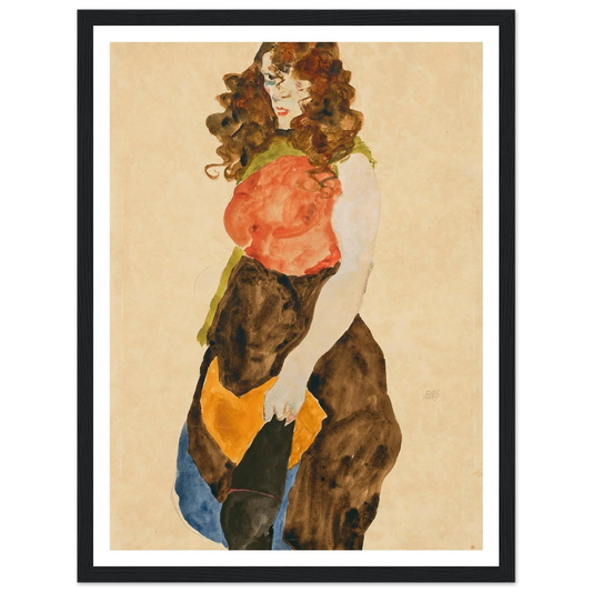 Stehende Frau (Dirne) (1912) Art Print | Egon Schiele - Framed Poster - 30x40 cm / 12x16″ - Black frame