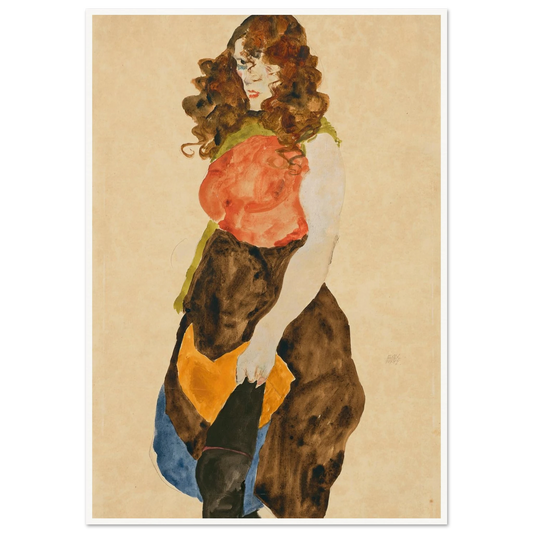Stehende Frau (Dirne) (1912) Art Print | Egon Schiele - Framed Poster - 30x40 cm / 12x16″ - Black frame