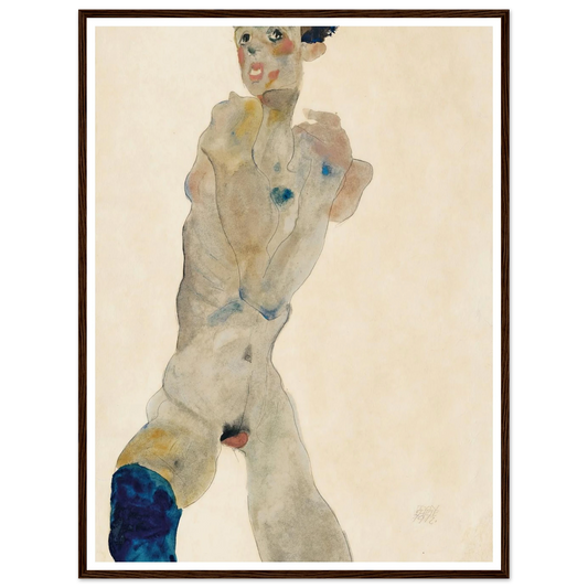 Stehender männlicher Akt mit verschränkten Armen (Selbstportrait) (1912) Art Print | Egon Schiele - Framed Poster - 30x40 cm / 12x16″ - Black frame