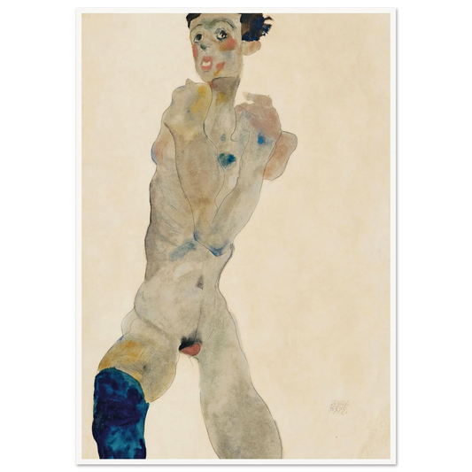 Stehender männlicher Akt mit verschränkten Armen (Selbstportrait) (1912) Art Print | Egon Schiele - Framed Poster - 30x40 cm / 12x16″ - Black frame