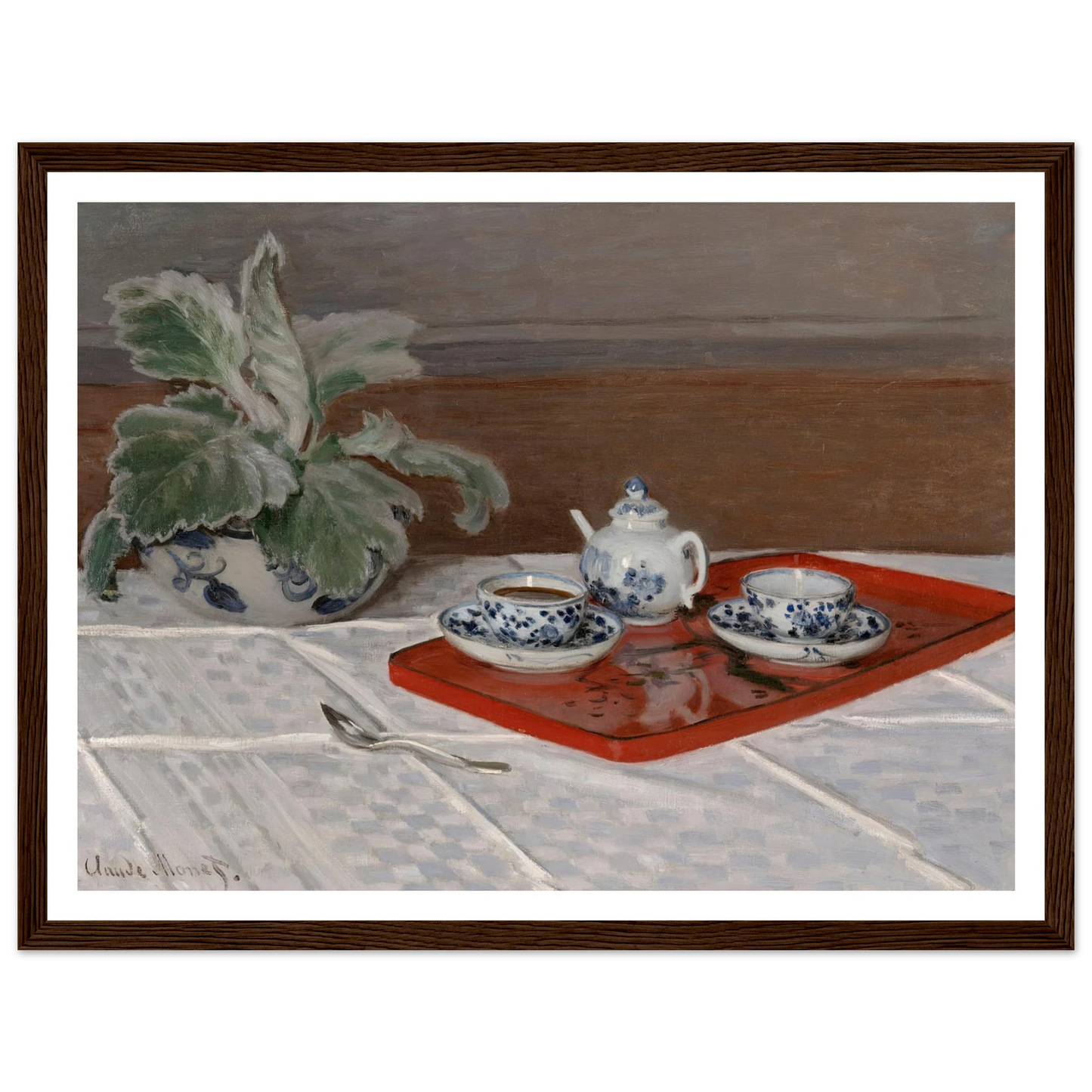 Still Life, Tea Service (1872) Art Print | Claude Monet - Framed Poster - 30x40 cm / 12x16″ - Black frame