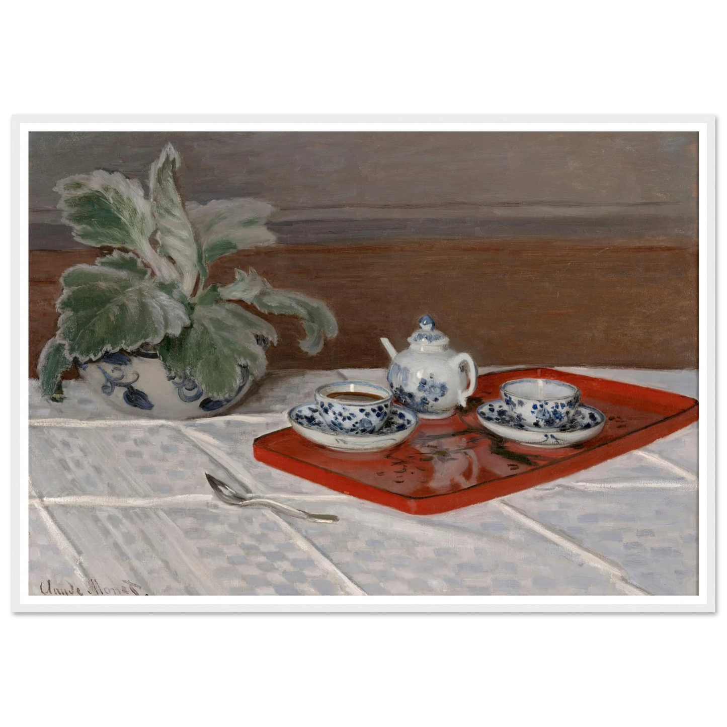 Still Life, Tea Service (1872) Art Print | Claude Monet - Framed Poster - 30x40 cm / 12x16″ - Black frame