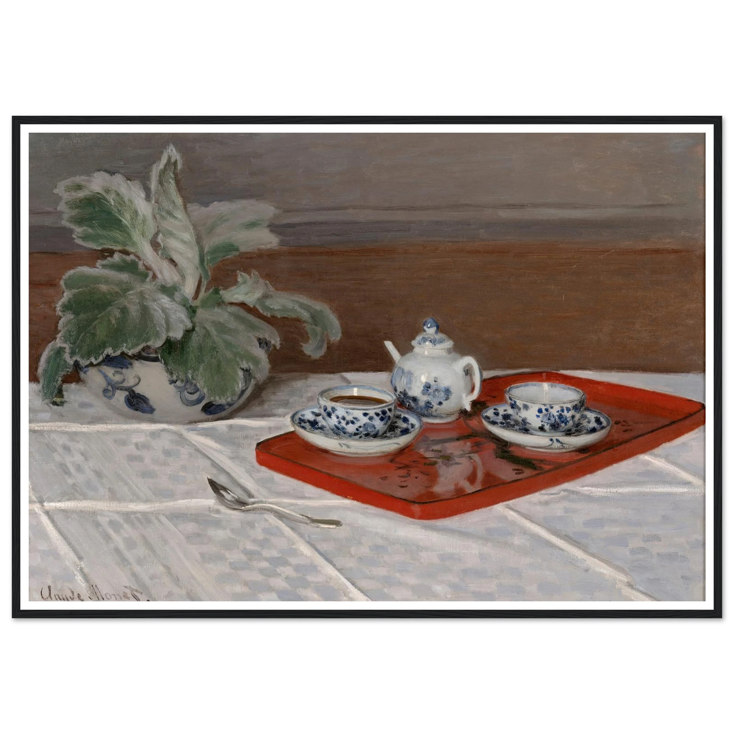 Still Life, Tea Service (1872) Art Print | Claude Monet - Framed Poster - 30x40 cm / 12x16″ - Black frame