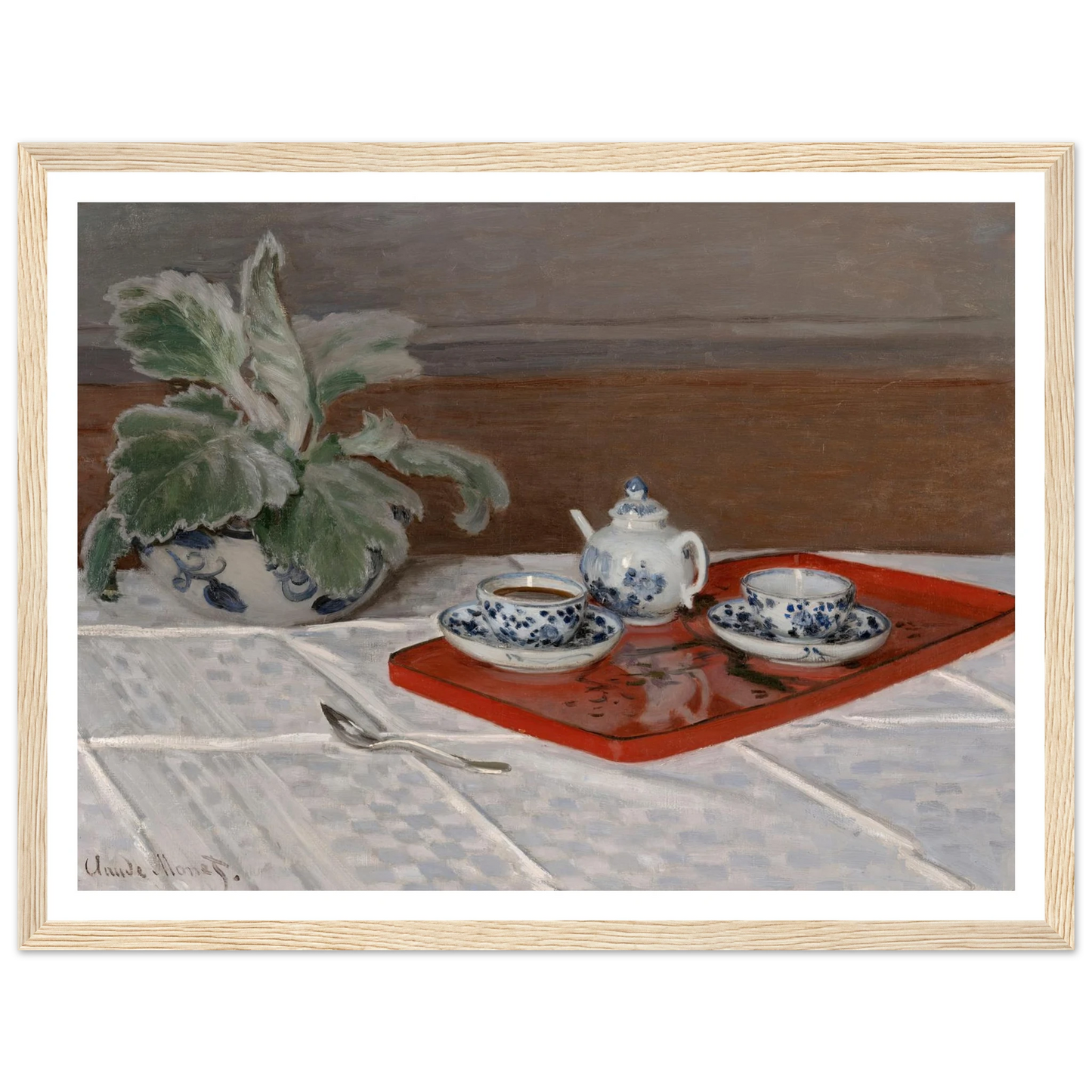 Still Life, Tea Service (1872) Art Print | Claude Monet - Framed Poster - 30x40 cm / 12x16″ - Black frame