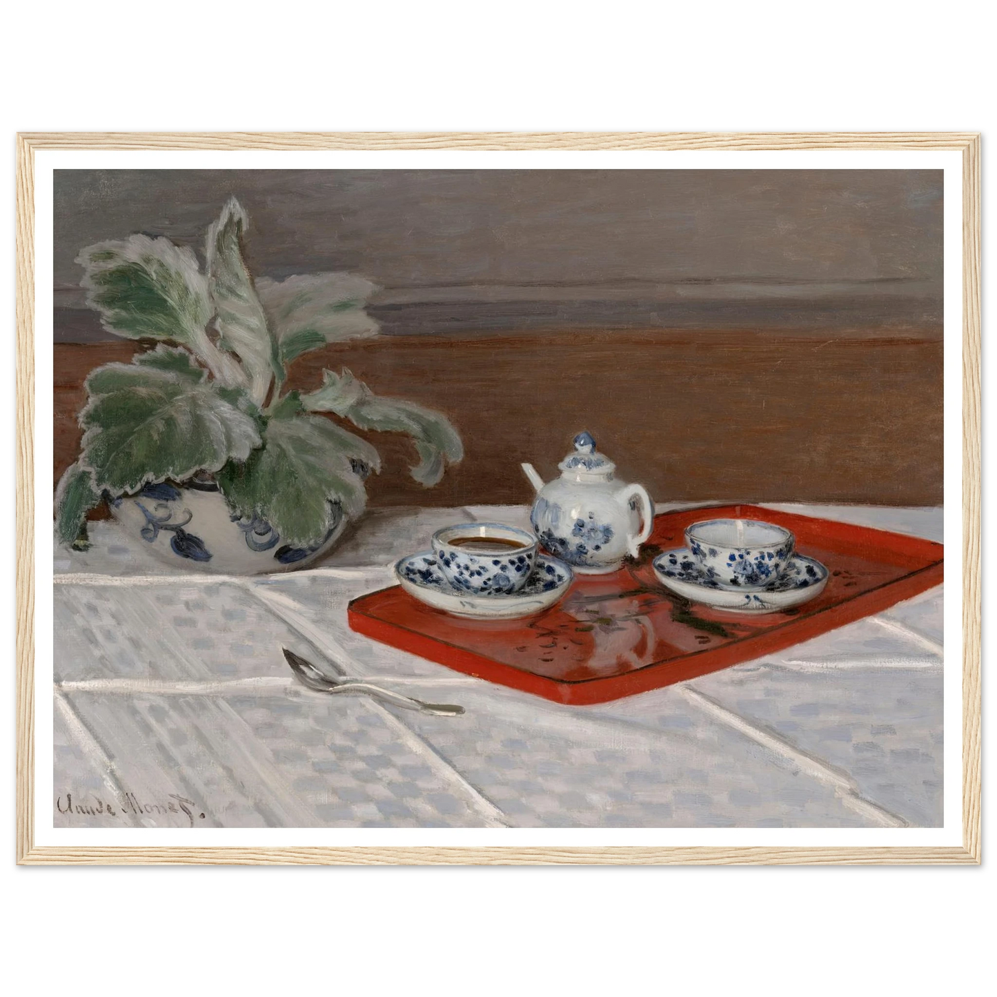 Still Life, Tea Service (1872) Art Print | Claude Monet - Framed Poster - 30x40 cm / 12x16″ - Black frame