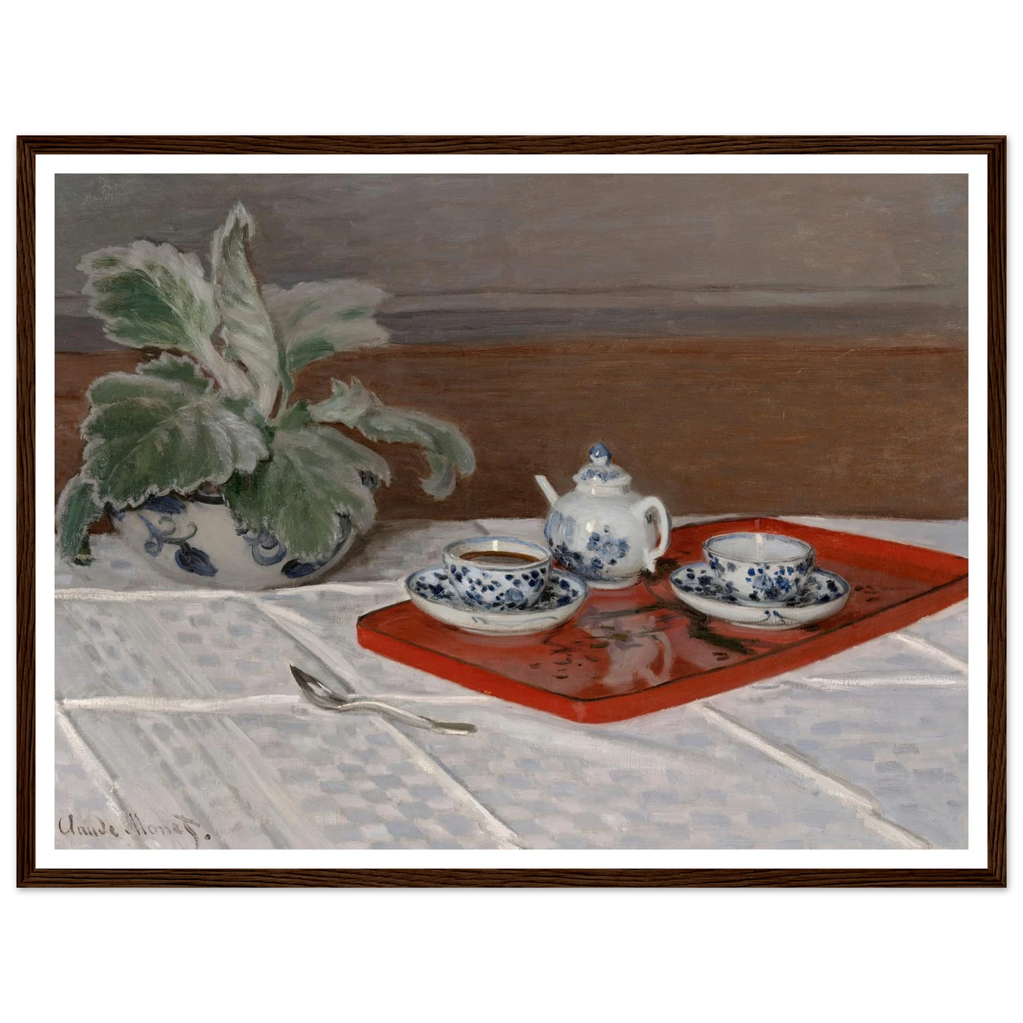 Still Life, Tea Service (1872) Art Print | Claude Monet - Framed Poster - 30x40 cm / 12x16″ - Black frame