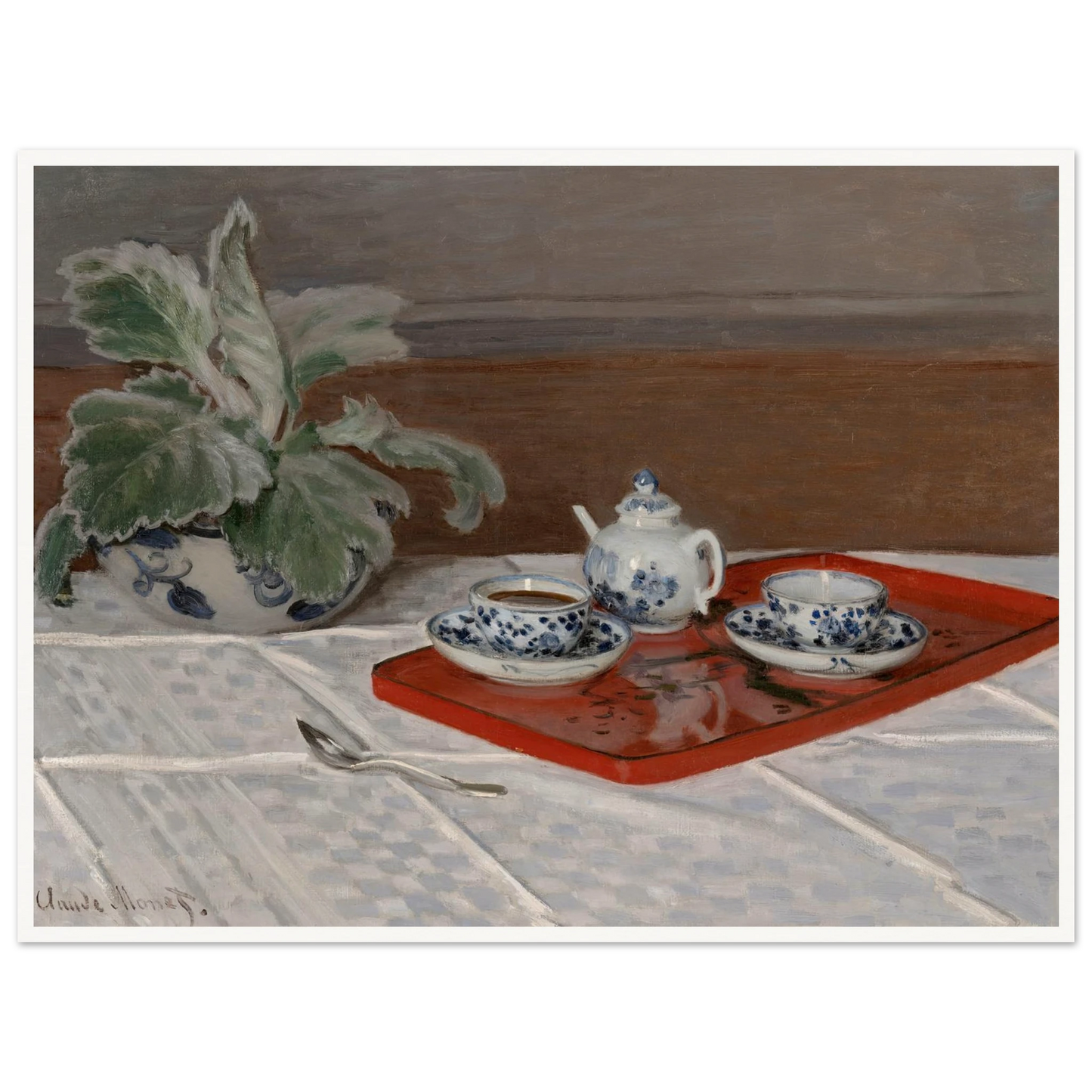 Still Life, Tea Service (1872) Art Print | Claude Monet - Framed Poster - 30x40 cm / 12x16″ - Black frame