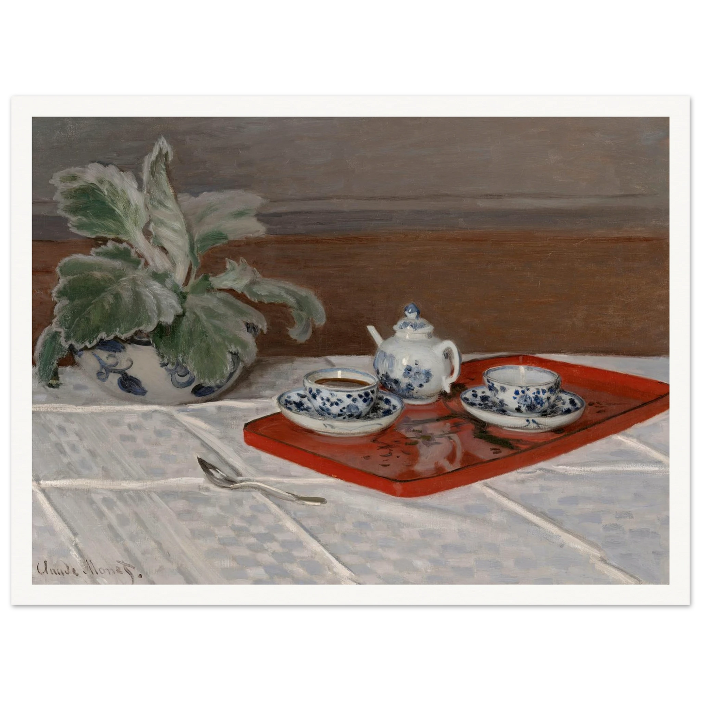 Still Life, Tea Service (1872) Art Print | Claude Monet - Framed Poster - 30x40 cm / 12x16″ - Black frame