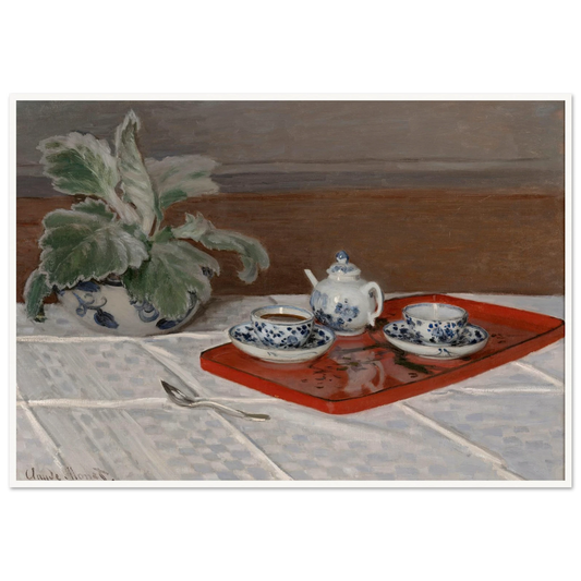 Still Life, Tea Service (1872) Art Print | Claude Monet - Framed Poster - 30x40 cm / 12x16″ - Black frame