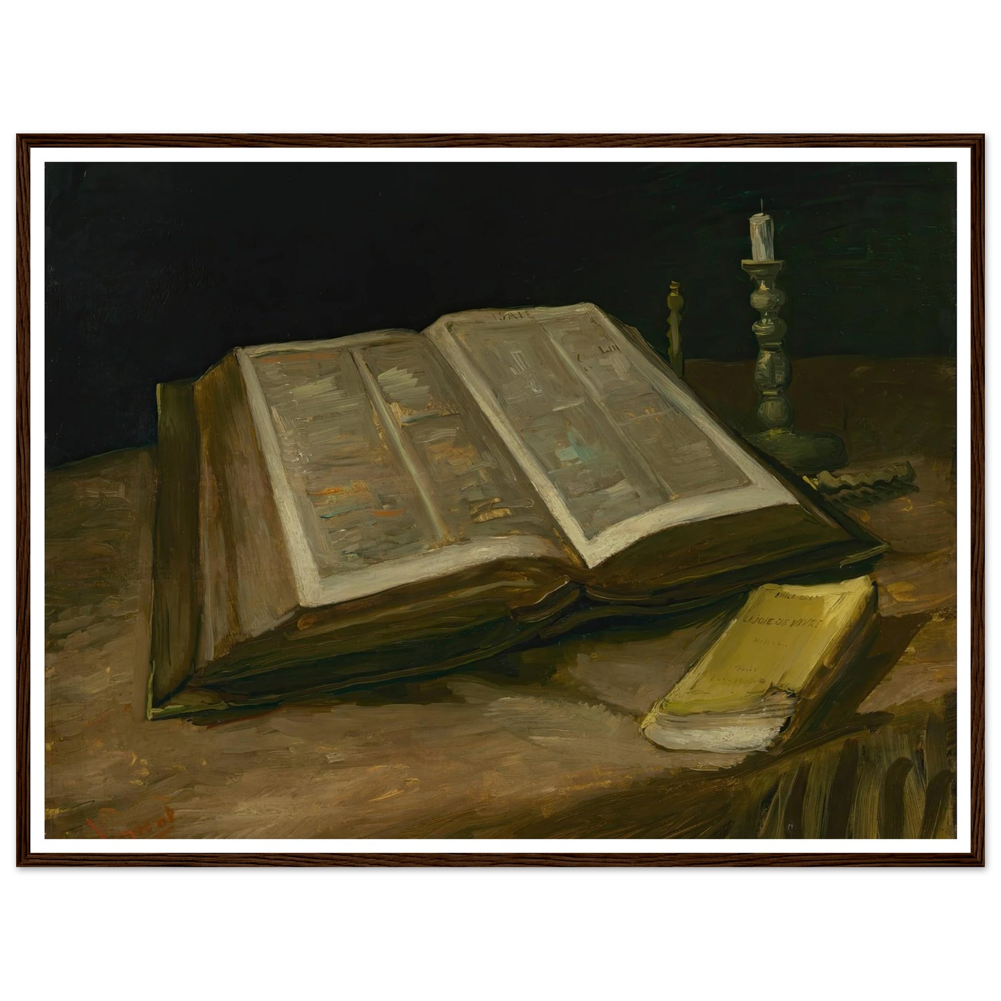 Still Life with Bible (1885) Art Print | Vincent van Gogh - Framed Poster - 30x40 cm / 12x16″ - Black frame