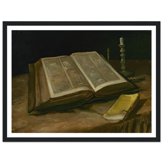 Still Life with Bible (1885) Art Print | Vincent van Gogh - Framed Poster - 30x40 cm / 12x16″ - Black frame
