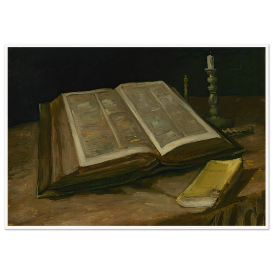 Still Life with Bible (1885) Art Print | Vincent van Gogh - Framed Poster - 30x40 cm / 12x16″ - Black frame