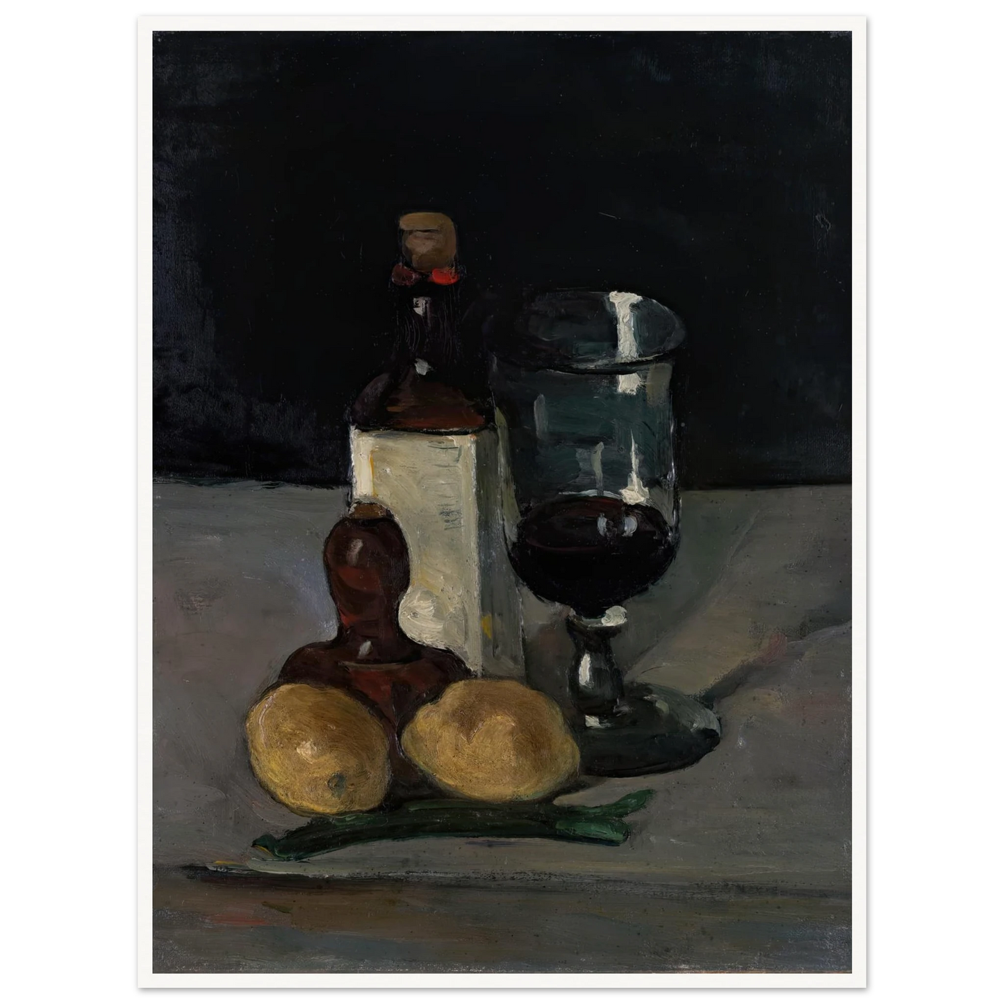 Still Life with Bottle, Glass, and Lemons (1867–69) Art Print | Paul Cezanne - Framed Poster - 30x40 cm / 12x16″ - Black frame
