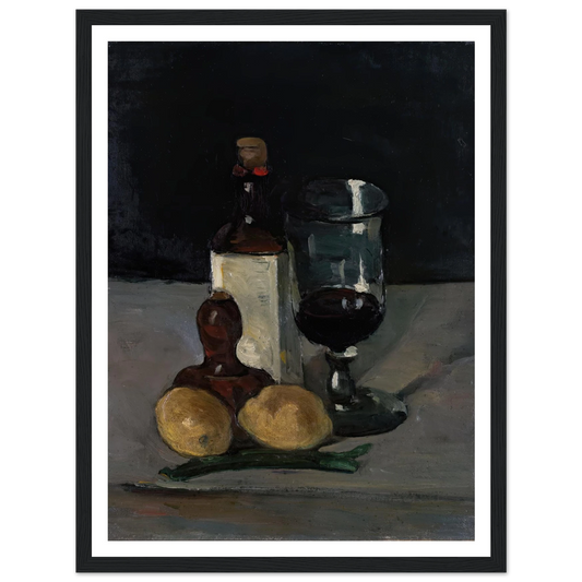 Still Life with Bottle, Glass, and Lemons (1867–69) Art Print | Paul Cezanne - Framed Poster - 30x40 cm / 12x16″ - Black frame