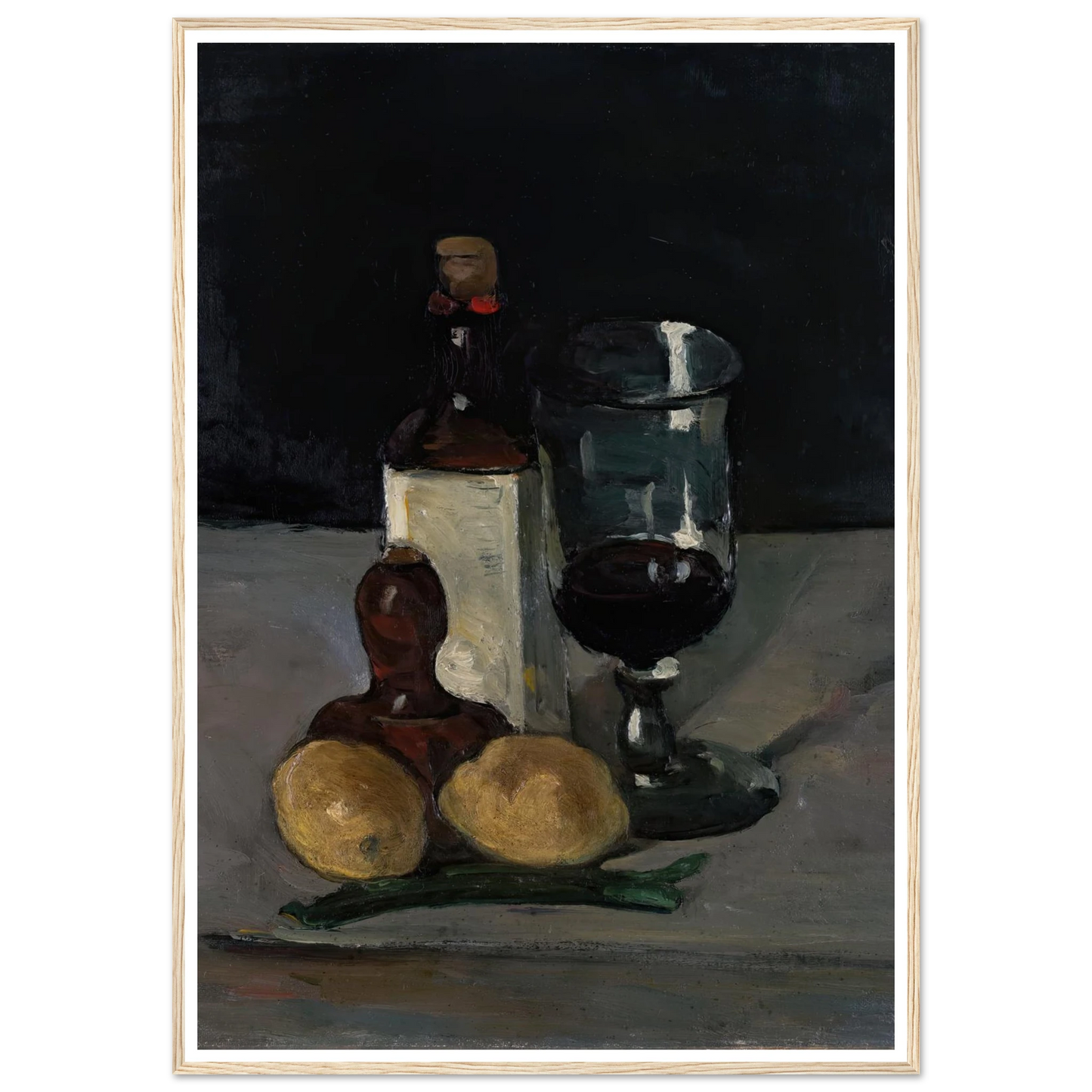 Still Life with Bottle, Glass, and Lemons (1867–69) Art Print | Paul Cezanne - Framed Poster - 30x40 cm / 12x16″ - Black frame