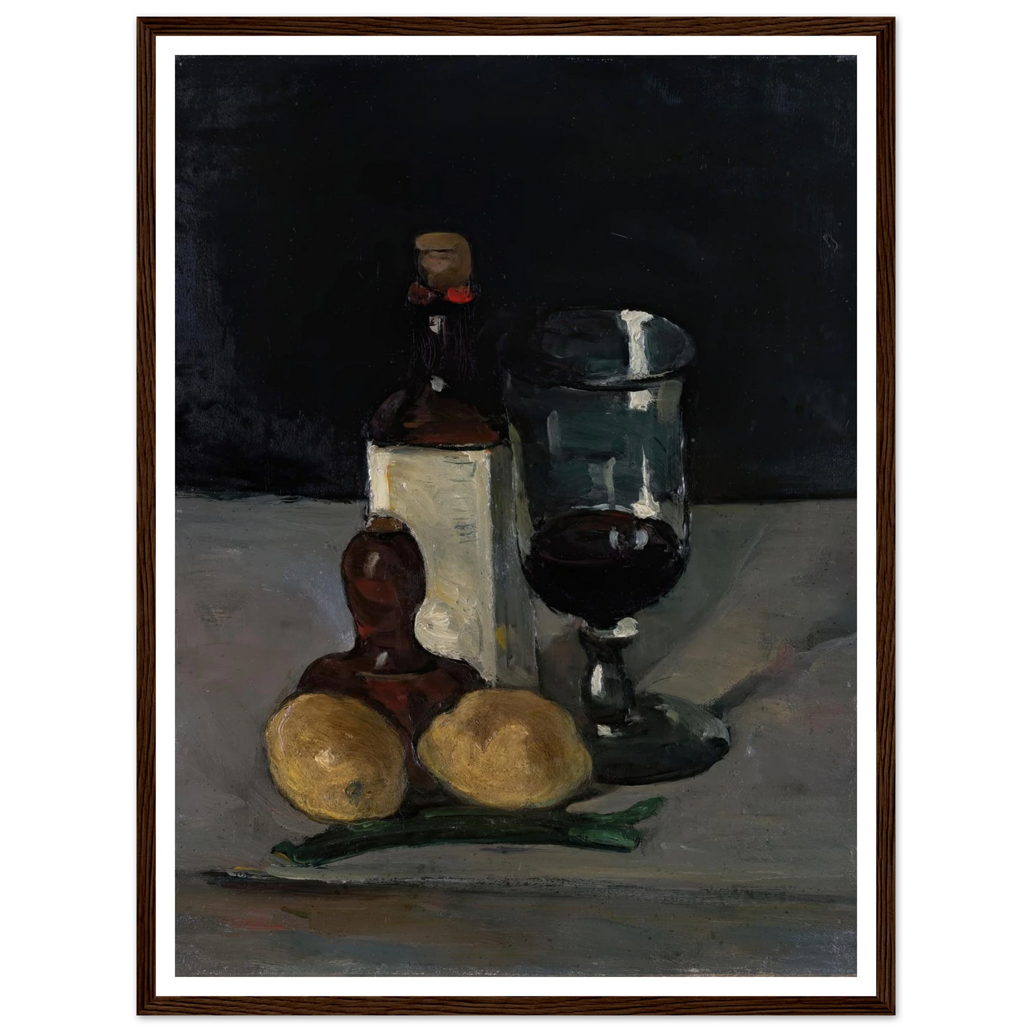 Still Life with Bottle, Glass, and Lemons (1867–69) Art Print | Paul Cezanne - Framed Poster - 30x40 cm / 12x16″ - Black frame