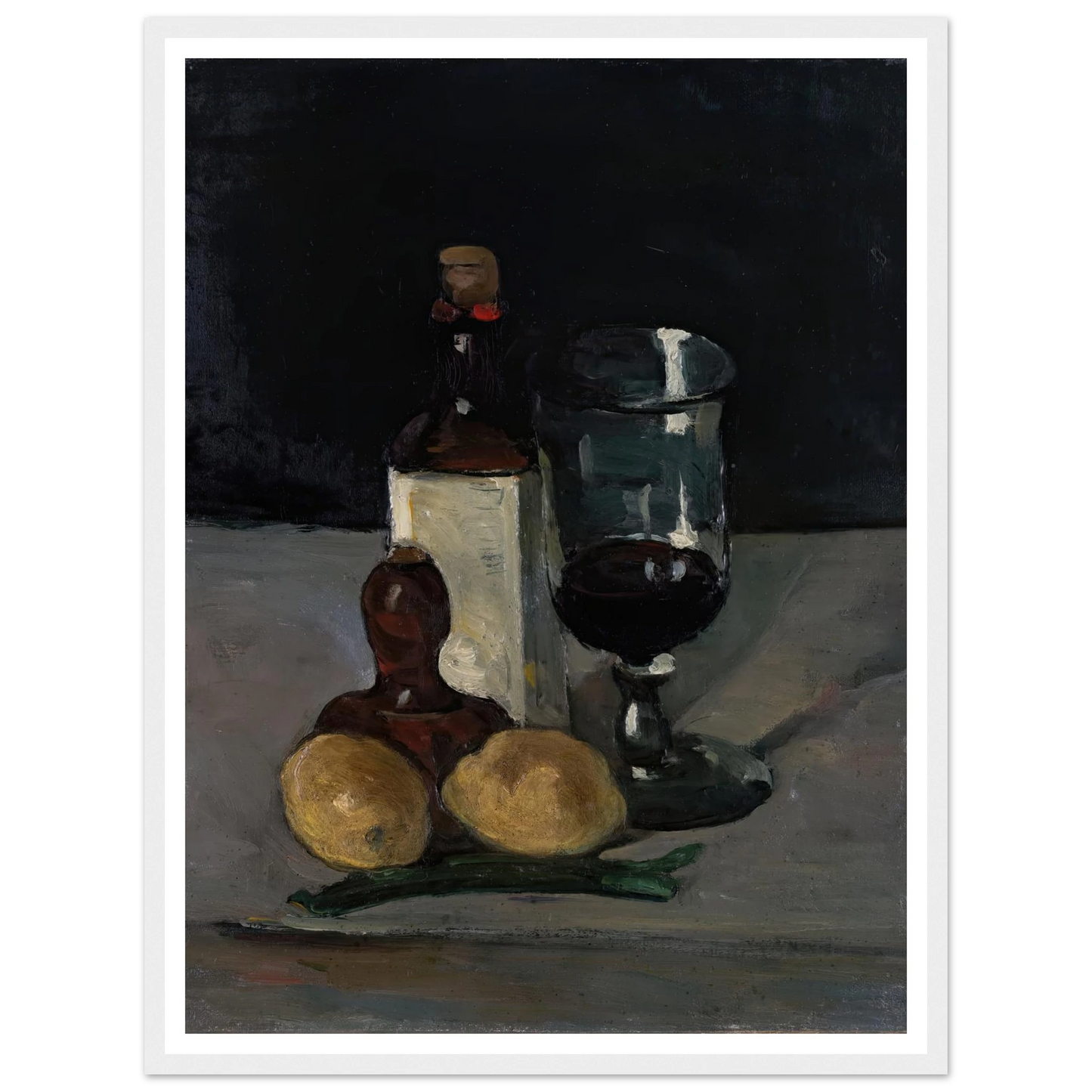 Still Life with Bottle, Glass, and Lemons (1867–69) Art Print | Paul Cezanne - Framed Poster - 30x40 cm / 12x16″ - Black frame