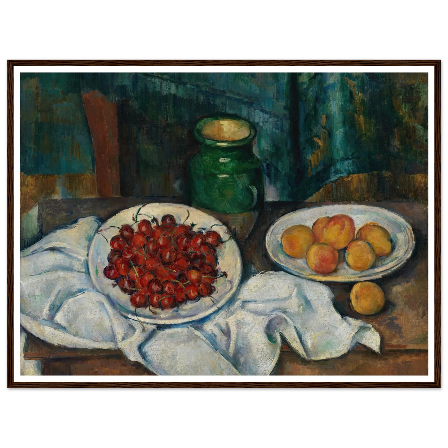 Still Life With Cherries And Peaches (1885-1887) Art Print | Paul Cezanne - Framed Poster - 30x40 cm / 12x16″ - Black frame