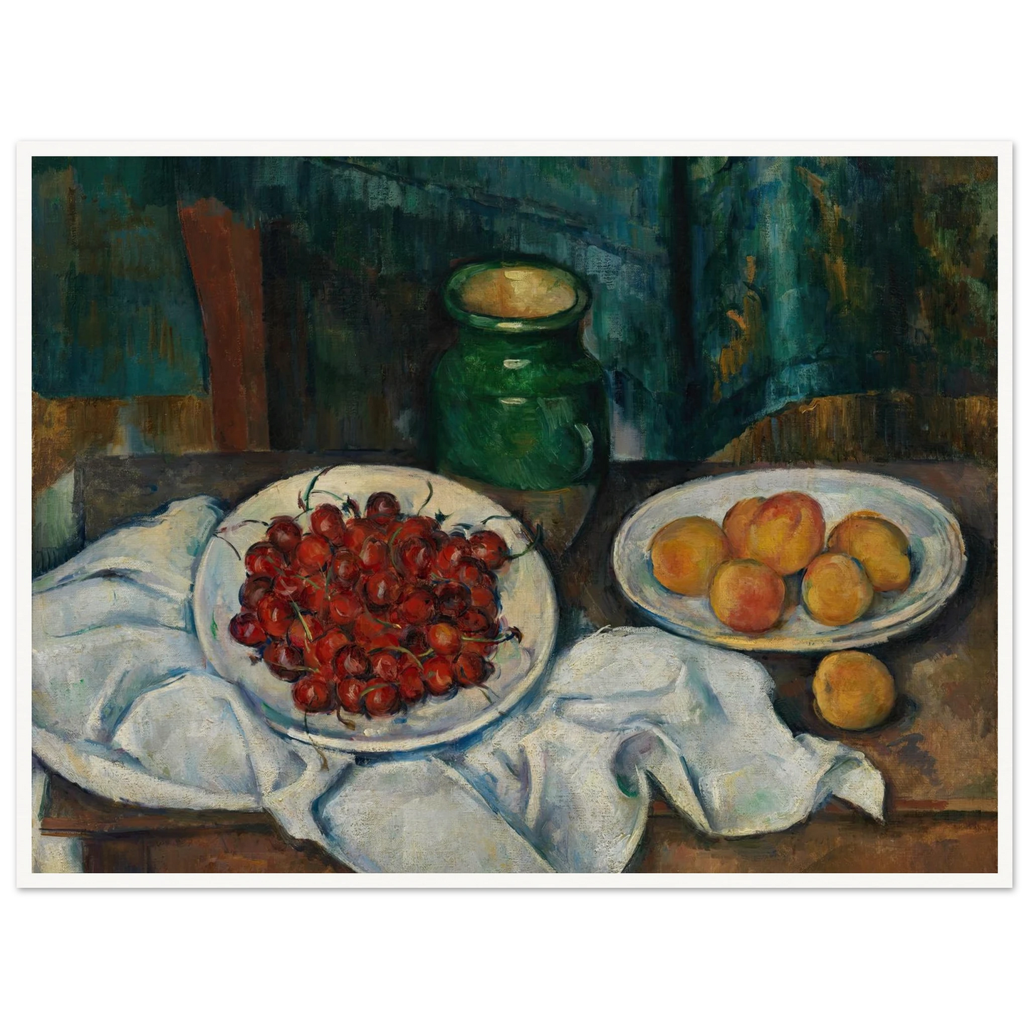 Still Life With Cherries And Peaches (1885-1887) Art Print | Paul Cezanne - Framed Poster - 30x40 cm / 12x16″ - Black frame
